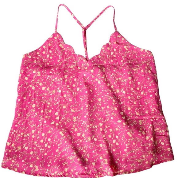 Jacki Scallop Detail Blouse pink floral strappy flower detail girl core cami top - Picture 11 of 11